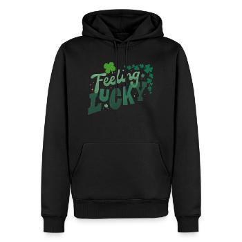 Feeling Lucky - Sweat à capuche Premium bio Homme - noir - Devant - Nico (187cm)