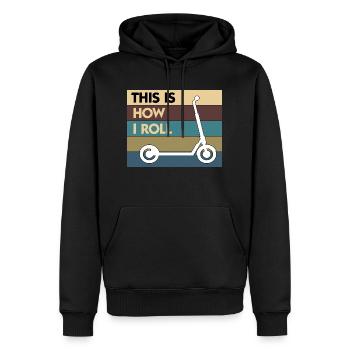 E-Scooter Roller Scooter - Männer Premium Bio Hoodie - Schwarz - Vorne - Nico (187cm)