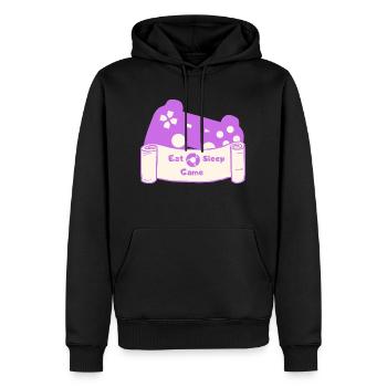 Manger, dormir, jouer et répéter - Violet/Beige - Sweat à capuche Premium bio Homme - noir - Devant - Nico (187cm)