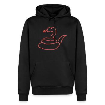 File d’attente sur le tablier - Sweat à capuche Premium bio Homme - noir - Devant - Nico (187cm)