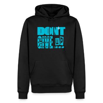 Gib nicht auf - Männer Premium Bio Hoodie - Schwarz - Vorne - Nico (187cm)