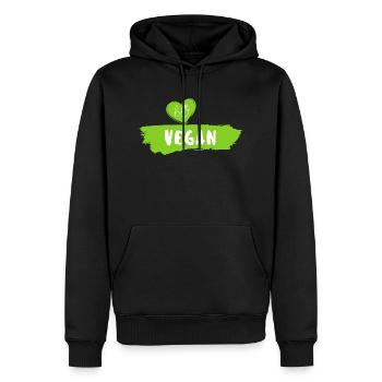 Bio vegan - Männer Premium Bio Hoodie - Schwarz - Vorne - Nico (187cm)