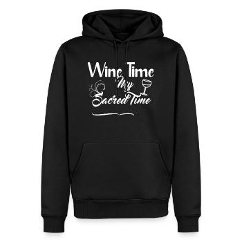 Wine Time - Design blanc - Sweat à capuche Premium bio Homme - noir - Devant - Nico (187cm)