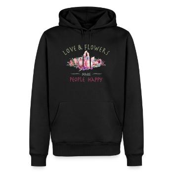 Amour et fleurs - Sweat à capuche Premium bio Homme - noir - Devant - Nico (187cm)