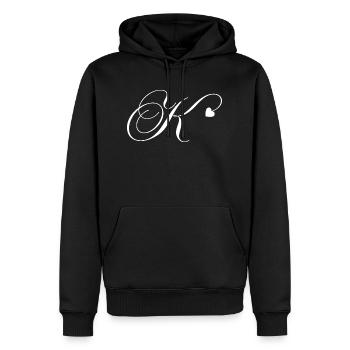 Buchstabe k Herz Kalligraphie - Männer Premium Bio Hoodie - Schwarz - Vorne - Nico (187cm)