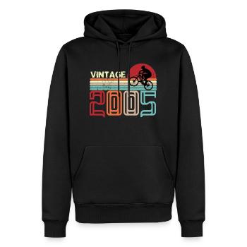 Vintage Birthday rétro sunset design - Sweat à capuche Premium bio Homme - noir - Devant - Nico (187cm)