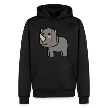 Rhinocéros Comic Animal - Sweat à capuche Premium bio Homme - noir - Devant - Nico (187cm)
