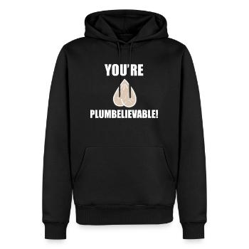 Youre Plumbelievable white - Men’s Premium Organic Hoodie - black - Front - Nico (187cm)