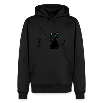 Schwarzer Katzenfischer - Männer Premium Bio Hoodie - Schwarz - Vorne - Nico (187cm)