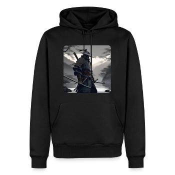 Einsamer Samurai Krieger Schwarz Weiß Asia Kendo - Männer Premium Bio Hoodie - Schwarz - Vorne - Nico (187cm)