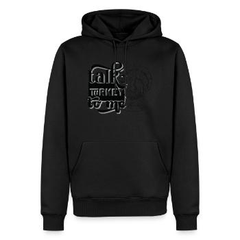 Thanksgiving Turkey Talk Turkey To Me USA - Sweat à capuche Premium bio Homme - noir - Devant - Nico (187cm)
