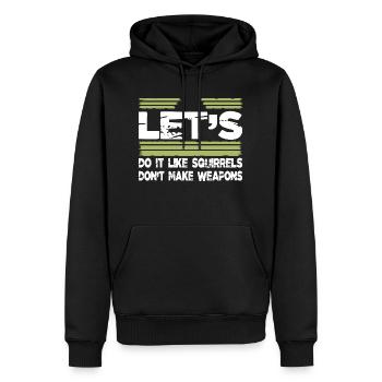 peace movement humor 1960s heart disarmament - Men’s Premium Organic Hoodie - black - Front - Nico (187cm)