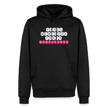 Welt Vier Städte Paris New York Tokio Montastruc - Männer Premium Bio Hoodie - Schwarz - Vorne - Nico (187cm)