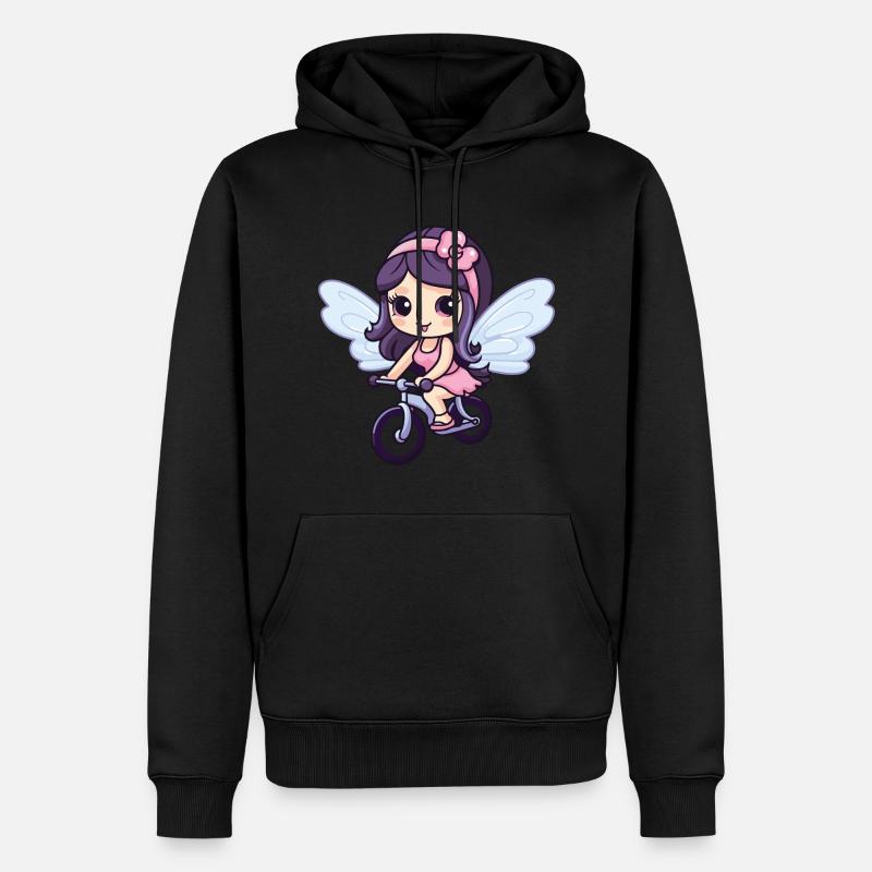 Fée Mignon Vélo Bande Dessinée - Sweat à capuche Premium bio Homme - noir