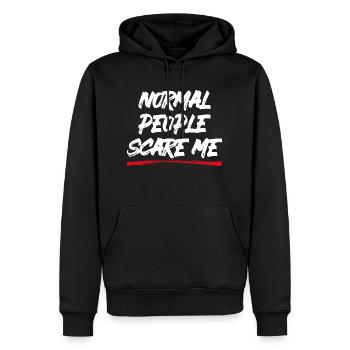 Les gens normaux me font peur - Psych Design - Sweat à capuche Premium bio Homme - noir - Devant - Nico (187cm)