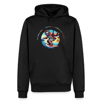 Slow Down Sloth Surf - Faultier Surf T-Shirt - Men’s Premium Organic Hoodie - black - Front - Nico (187cm)