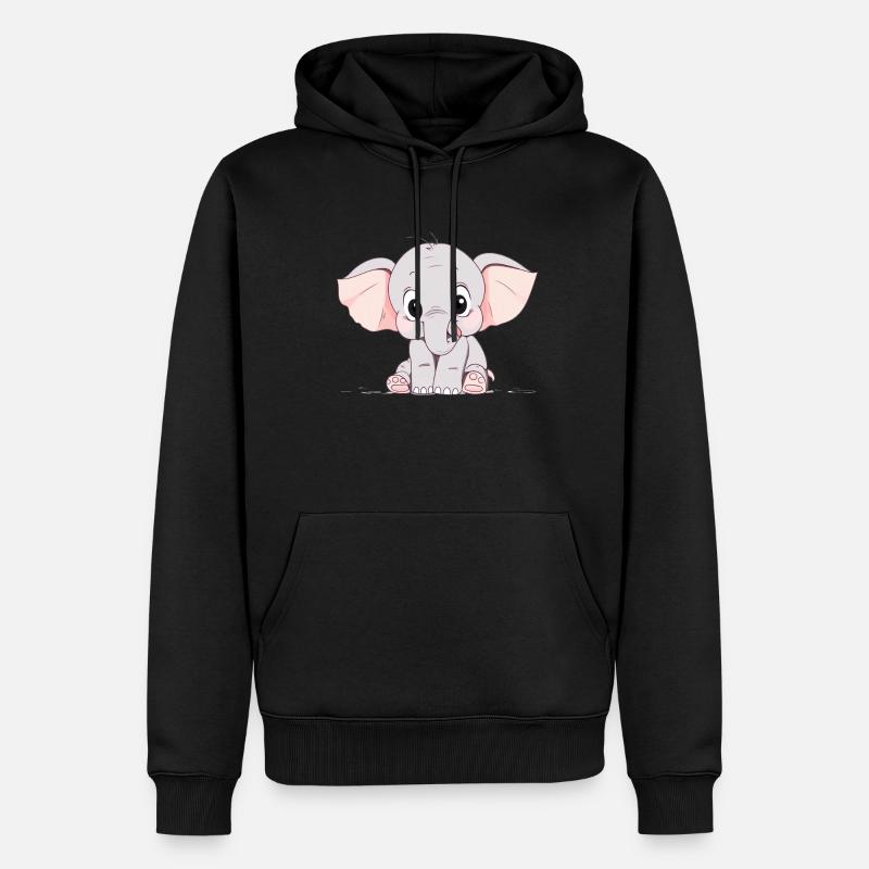 Mignon petit éléphant - Sweat à capuche Premium bio Homme - noir