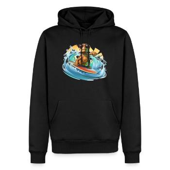 Surfende Schildkröte - Männer Premium Bio Hoodie - Schwarz - Vorne - Nico (187cm)