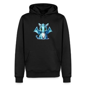 Kleiner blauer Drache - Männer Premium Bio Hoodie - Schwarz - Vorne - Nico (187cm)