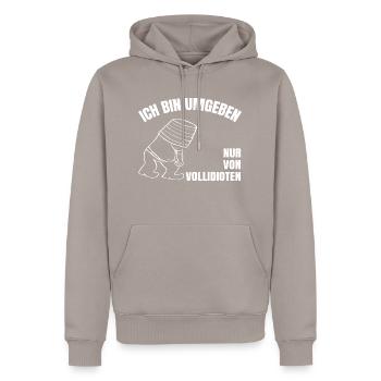 lustiger Spruch Idioten Kollege Chef Büro Geschenk - Männer Premium Bio Hoodie - Taupe - Vorne - Nico (187cm)