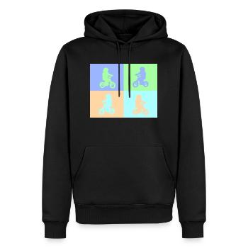 Junior Biker Pop Art pastel - Men’s Premium Organic Hoodie - black - Front - Nico (187cm)