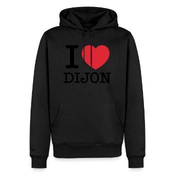 J’adore Dijon | Dijon | I Coeur Dijon | France - Sweat à capuche Premium bio Homme - noir - Devant - Nico (187cm)