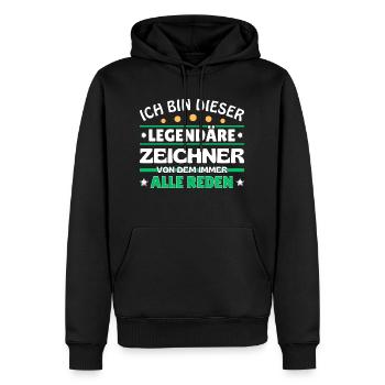 Je suis cet illustrateur légendaire - Sweat à capuche Premium bio Homme - noir - Devant - Nico (187cm)