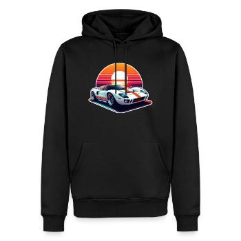 voiture vintage couché de soleil - Sweat à capuche Premium bio Homme - noir - Devant - Nico (187cm)