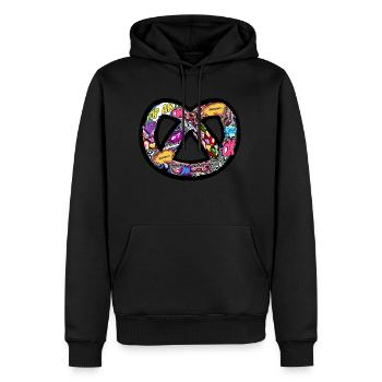 Logo t-shirt Bretzel Pop Art - Sweat à capuche Premium bio Homme - noir - Devant - Nico (187cm)