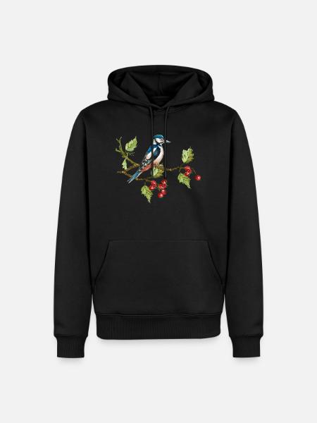 Kolorowy ptak - Herre Premium økologisk hoodie - sort