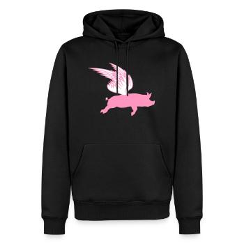 Wenn Fliegende Flügel Flug Schweine Fliegen können - Männer Premium Bio Hoodie - Schwarz - Vorne - Nico (187cm)