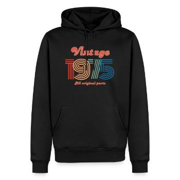 Jahrgang 1975, alle Originalteile - Männer Premium Bio Hoodie - Schwarz - Vorne - Nico (187cm)