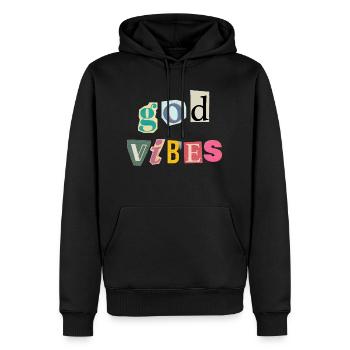 "God Vibes T-Shirt - Positive gifts Designs” - Men’s Premium Organic Hoodie - black - Front - Nico (187cm)