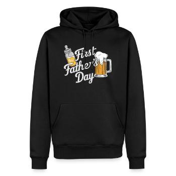 ERSTER VATERTAG - Männer Premium Bio Hoodie - Schwarz - Vorne - Nico (187cm)