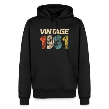 Vintage 1981 Retro - Best-seller - Sweat à capuche Premium bio Homme - noir - Devant - Nico (187cm)