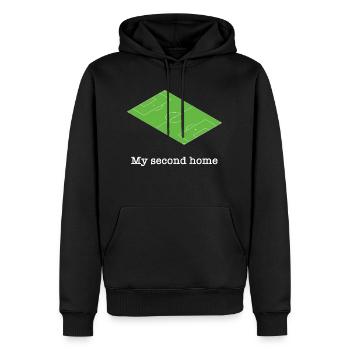 Football carré vert drôle de dicton - Sweat à capuche Premium bio Homme - noir - Devant - Nico (187cm)