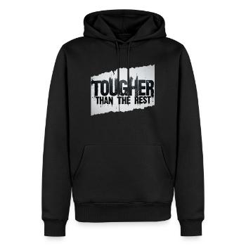 stärker als die anderen - Männer Premium Bio Hoodie - Schwarz - Vorne - Nico (187cm)