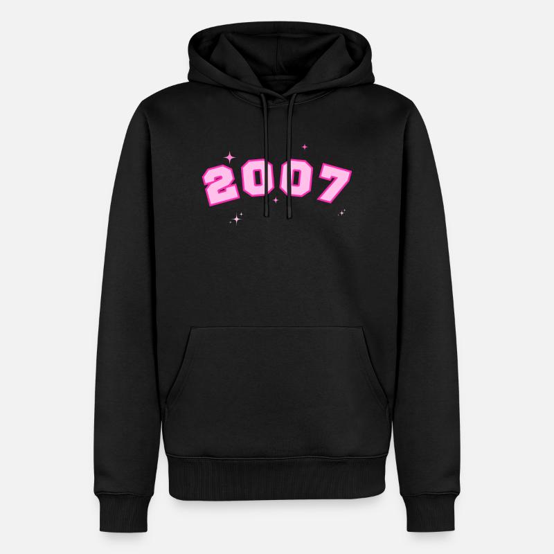 2007 rose étoile - Sweat à capuche Premium bio Homme - noir
