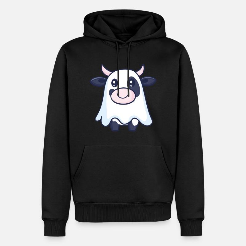 Kuh Halloween Comic Geist - Männer Premium Bio Hoodie - Schwarz