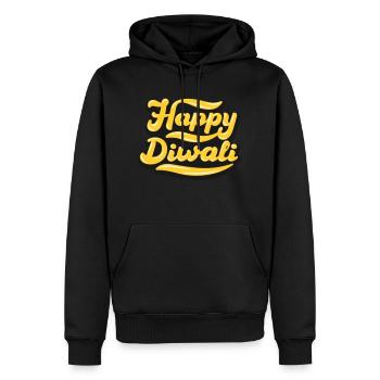 Joyeux Diwali | Diwali | Réf. 02 - Sweat à capuche Premium bio Homme - noir - Devant - Nico (187cm)