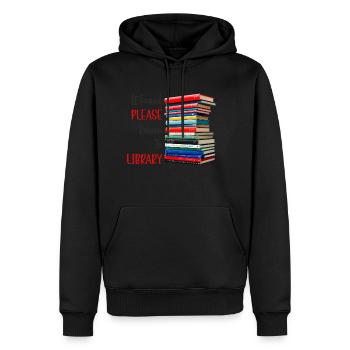 If Found Please Return To Library - Men’s Premium Organic Hoodie - black - Front - Nico (187cm)