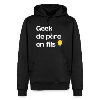 Geek vom Vater zum Sohn - Papa Geschenk - Männer Premium Bio Hoodie - Schwarz - Vorne - Nico (187cm)
