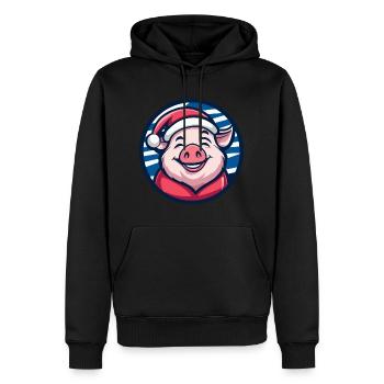 Noël Cochon Noël - Sweat à capuche Premium bio Homme - noir - Devant - Nico (187cm)