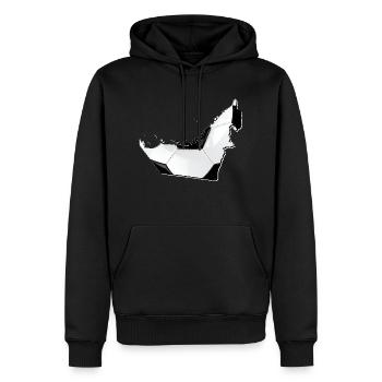 (Émirats arabes unis) La carte des Émirats encadre le vrai football - Sweat à capuche Premium bio Homme - noir - Devant - Nico (187cm)