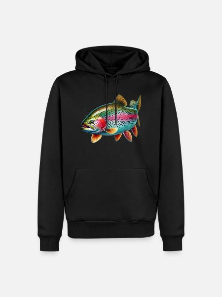 Regenbogenforelle - Männer Premium Bio Hoodie - Schwarz