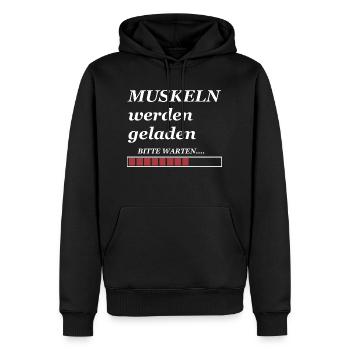 Conception d’impression de motif musclé humoristique - Sweat à capuche Premium bio Homme - noir - Devant - Nico (187cm)