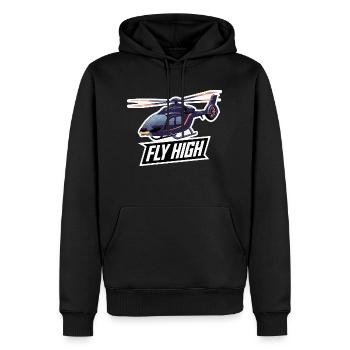HELICOPTER, FLY HIGH - Men’s Premium Organic Hoodie - black - Front - Nico (187cm)