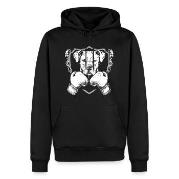Hund Boxer Fighter - Männer Premium Bio Hoodie - Schwarz - Vorne - Nico (187cm)