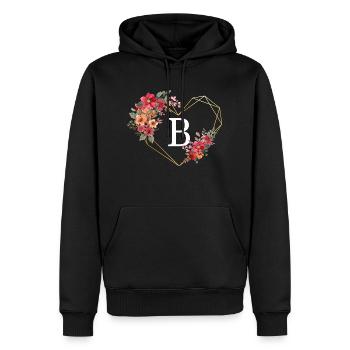 Buchstabe b florales goldenes Herz - Männer Premium Bio Hoodie - Schwarz - Vorne - Nico (187cm)