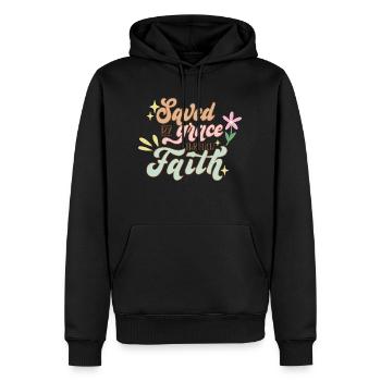 Gerettet durch Gnade - Männer Premium Bio Hoodie - Schwarz - Vorne - Nico (187cm)